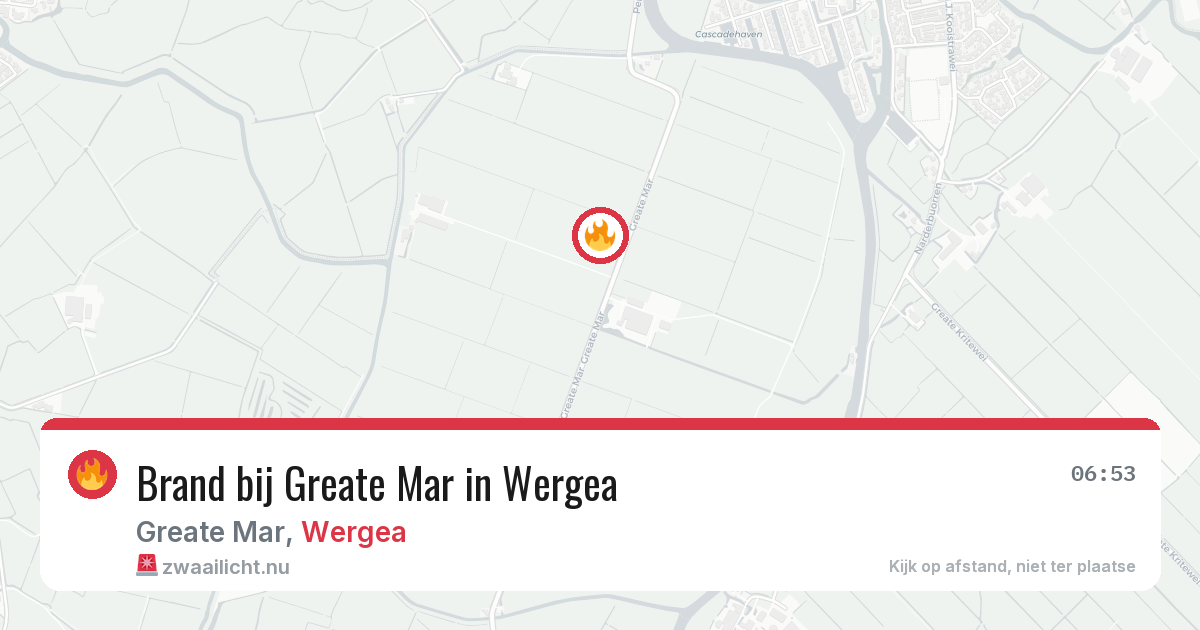Brand bij Greate Mar in Wergea — 13 apr 2026
