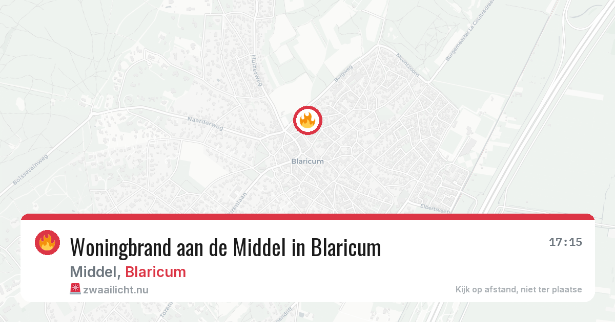 Woningbrand aan de Middel in Blaricum — 23 mrt 2026