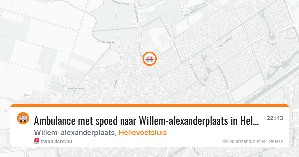 Ambulance met spoed naar Willem-alexanderplaats in Hellevoetsluis — 12 jul 2026