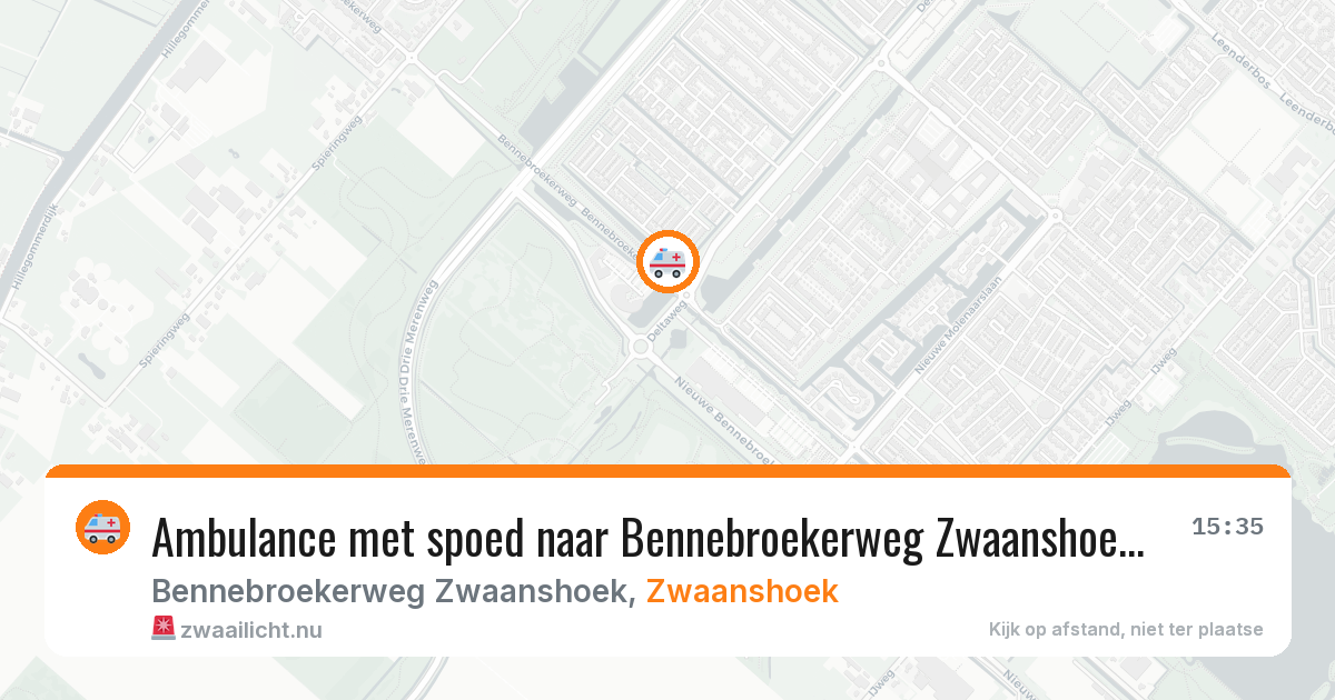 Ambulance met spoed naar Bennebroekerweg Zwaanshoek in Zwaanshoek — 25 jul 2026