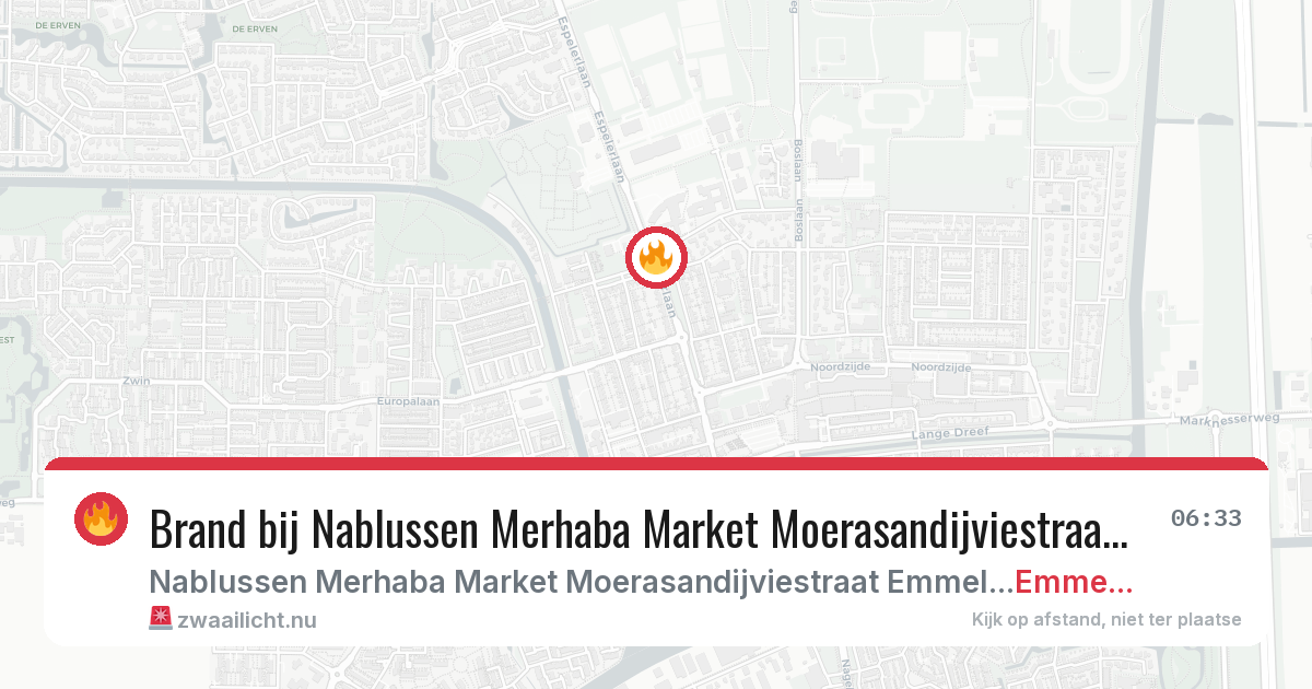 Brand bij Nablussen Merhaba Market Moerasandijviestraat Emmeloord in Emmeloord — 28 apr 2026