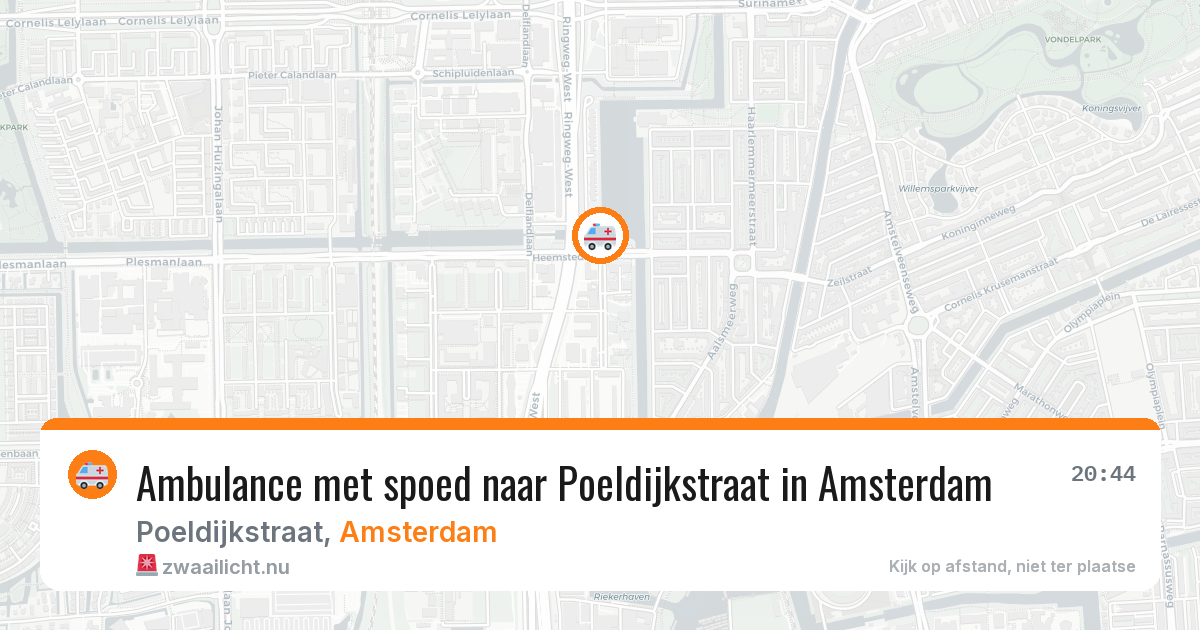 Ambulance met spoed naar Poeldijkstraat in Amsterdam — 16 mrt 2026