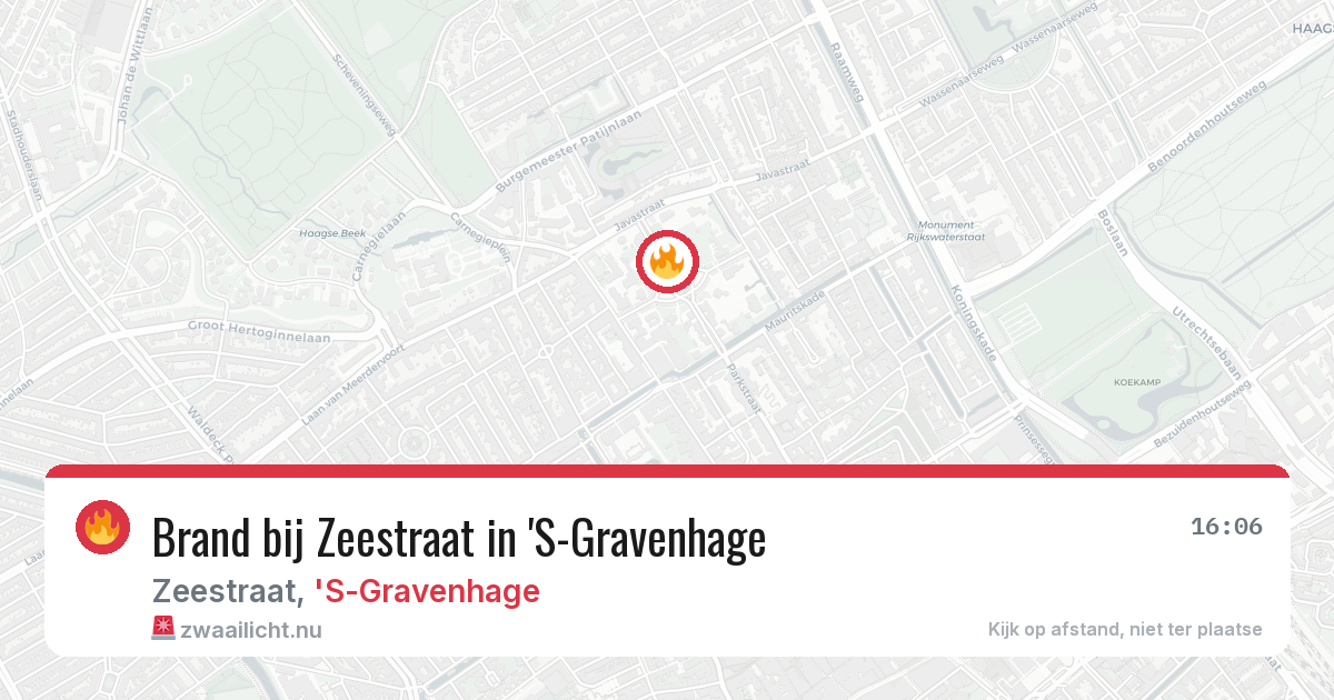 Brand bij Zeestraat in 'S-Gravenhage — 16 mrt 2026