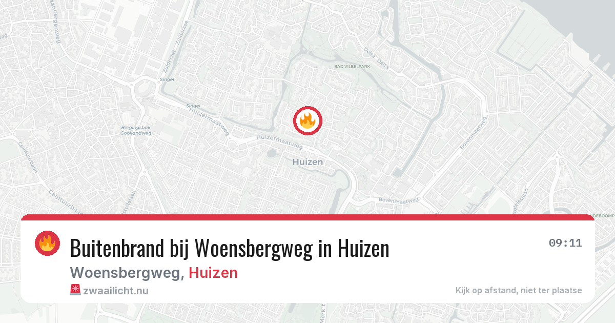 Buitenbrand bij Woensbergweg in Huizen — 26 mei 2026