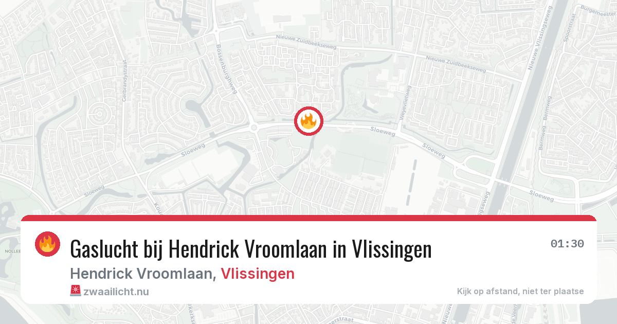 Gaslucht bij Hendrick Vroomlaan in Vlissingen — 10 jul 2026