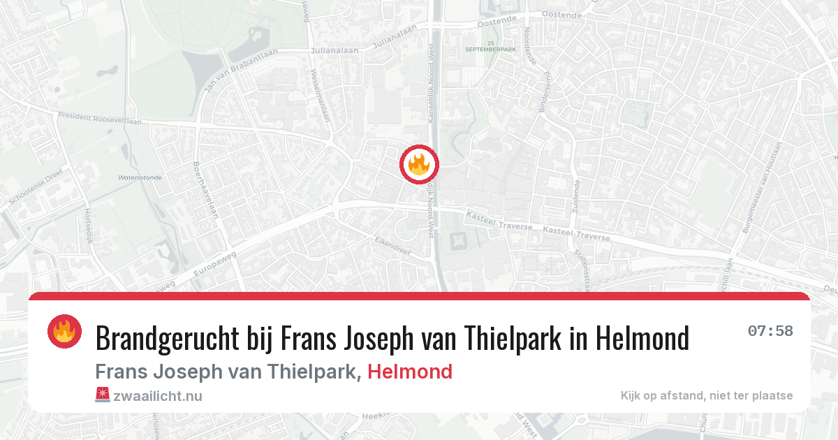 Brandgerucht bij Frans Joseph van Thielpark in Helmond — 17 jul 2026