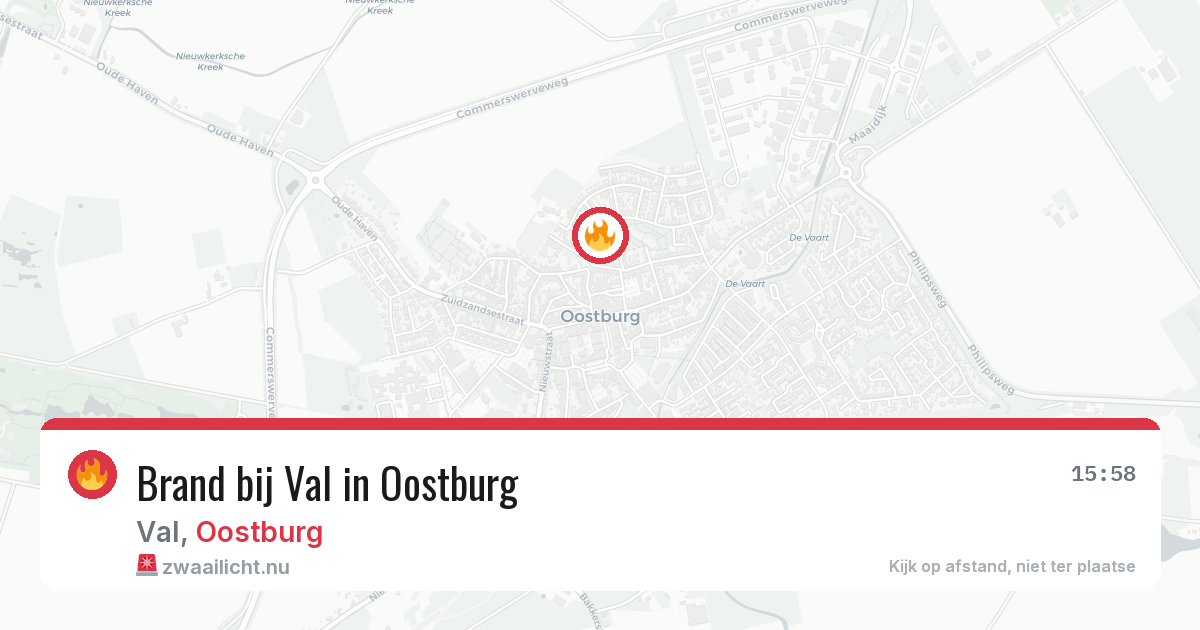 Brand bij Val in Oostburg — 20 jul 2026