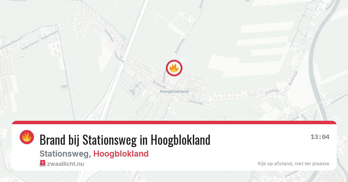 Brand bij Stationsweg in Hoogblokland — 25 apr 2026