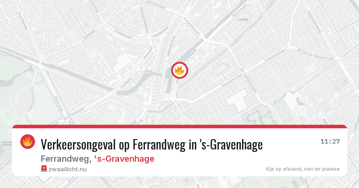 Verkeersongeval op Ferrandweg in 's-Gravenhage — 25 jul 2026