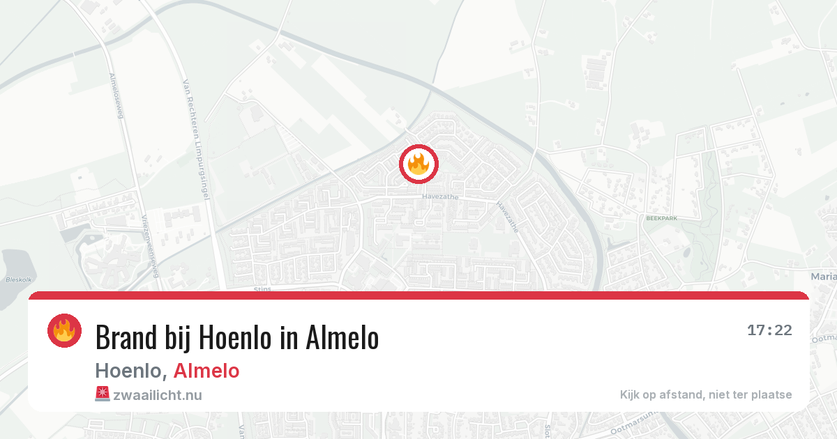 Brand bij Hoenlo in Almelo — 20 jul 2026