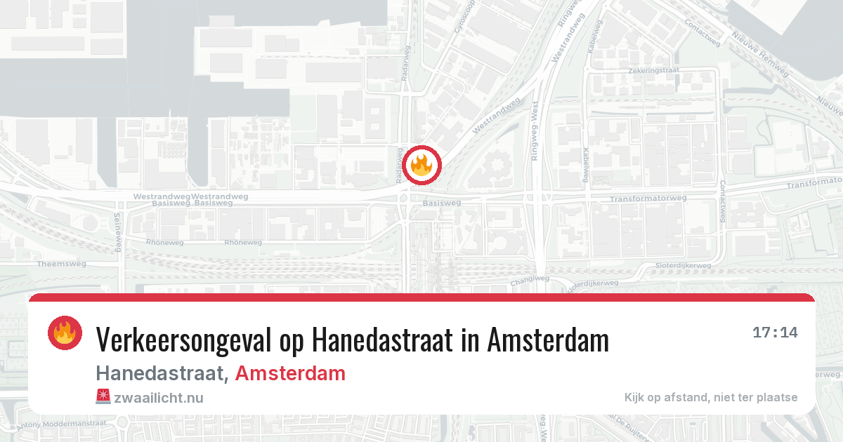 Verkeersongeval op Hanedastraat in Amsterdam — 23 mrt 2026