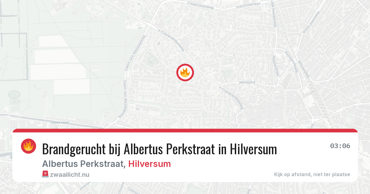 Brandgerucht bij Albertus Perkstraat in Hilversum — 23 apr 2026