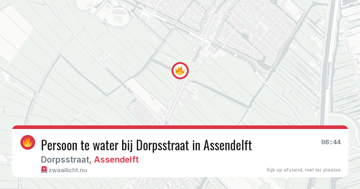 Persoon te water bij Dorpsstraat in Assendelft — 21 jul 2026