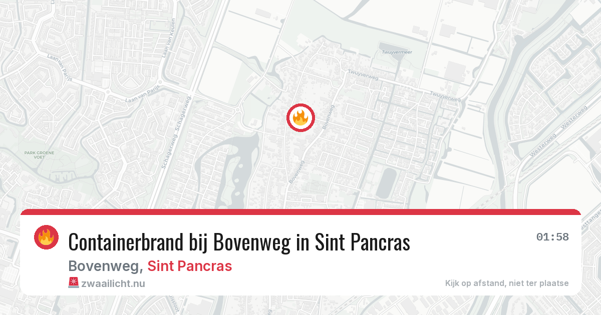 Containerbrand bij Bovenweg in Sint Pancras — 19 apr 2026