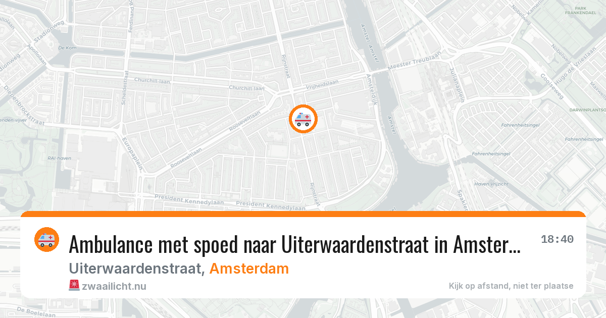 Ambulance met spoed naar Uiterwaardenstraat in Amsterdam — 23 mrt 2026