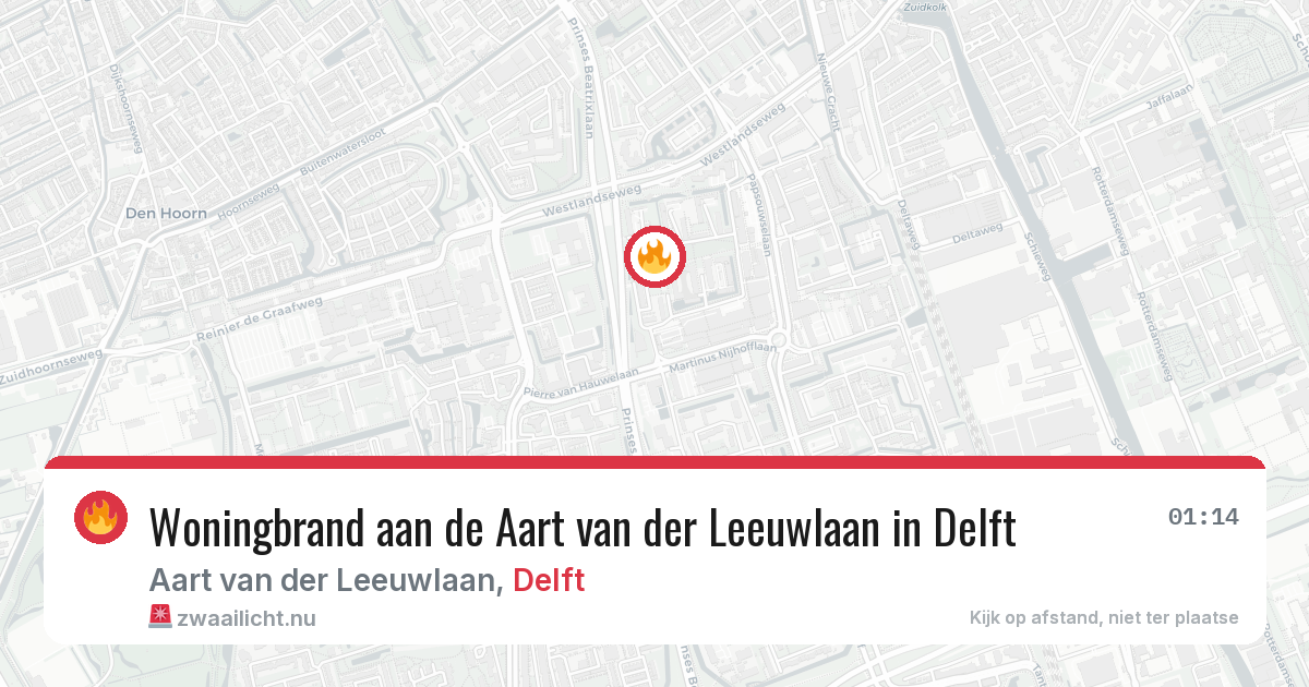 Woningbrand aan de Aart van der Leeuwlaan in Delft — 11 mei 2026