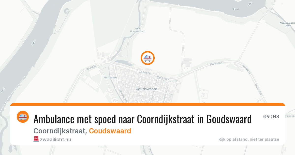 Ambulance met spoed naar Coorndijkstraat in Goudswaard — 15 jul 2026