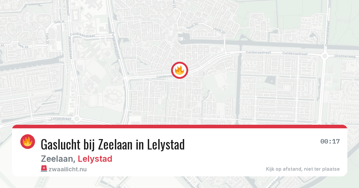 Gaslucht bij Zeelaan in Lelystad — 23 jul 2026