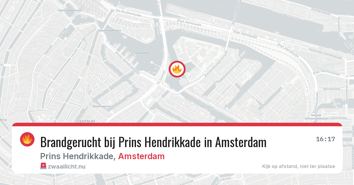 Brandgerucht bij Prins Hendrikkade in Amsterdam — 14 jul 2026