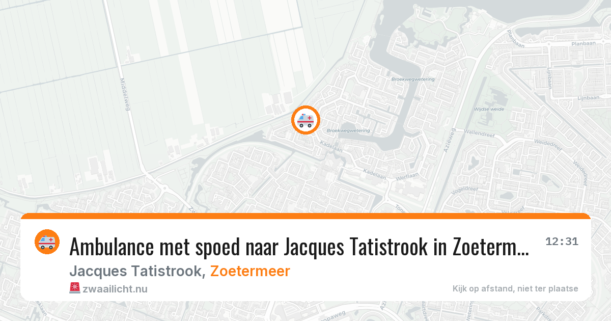 Ambulance met spoed naar Jacques Tatistrook in Zoetermeer — 20 jul 2026