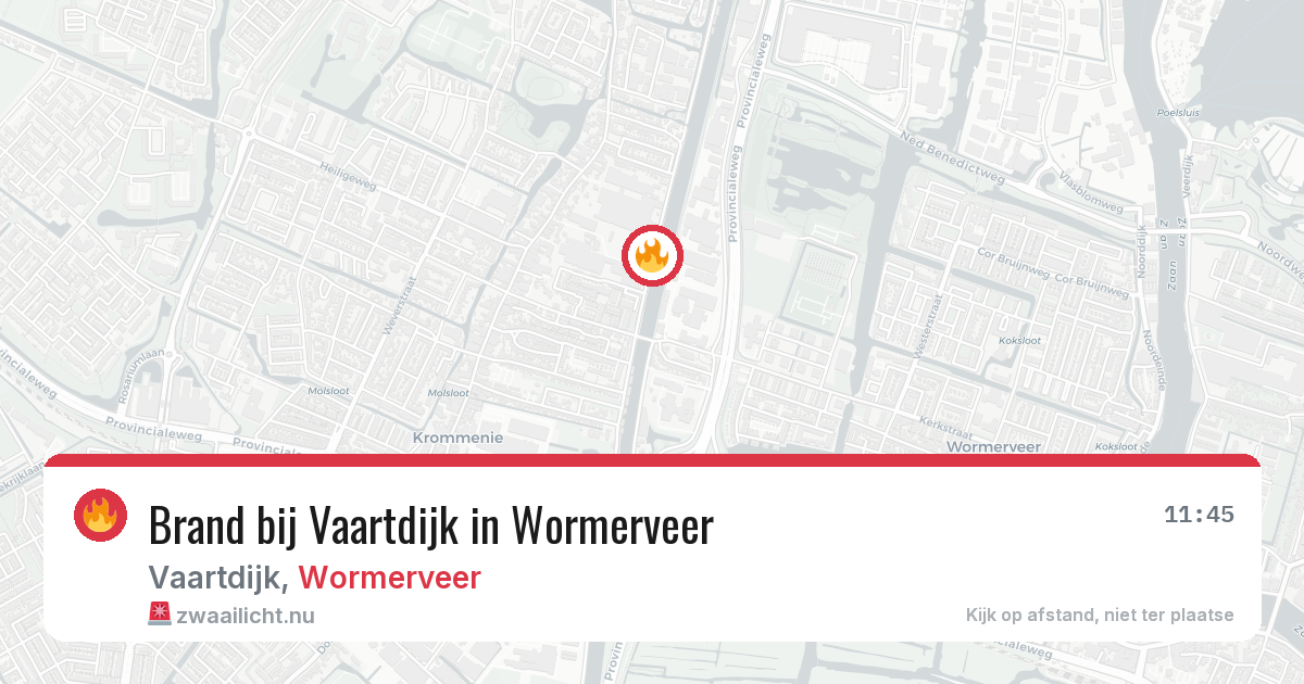 Brand bij Vaartdijk in Wormerveer — 6 jun 2026