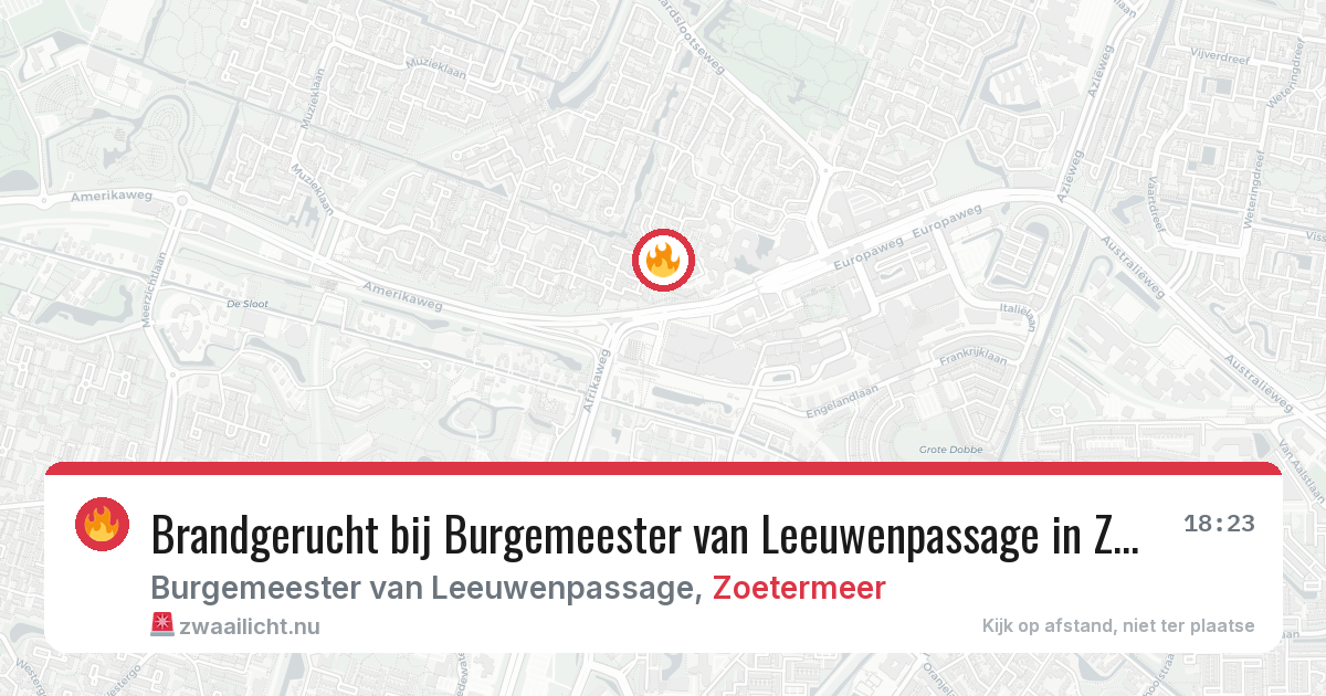 Brandgerucht bij Burgemeester van Leeuwenpassage in Zoetermeer — 8 mei 2026