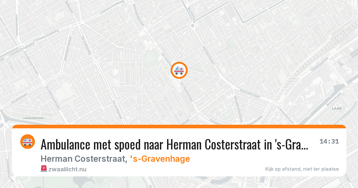 Ambulance met spoed naar Herman Costerstraat in 's-Gravenhage — 13 jul 2026