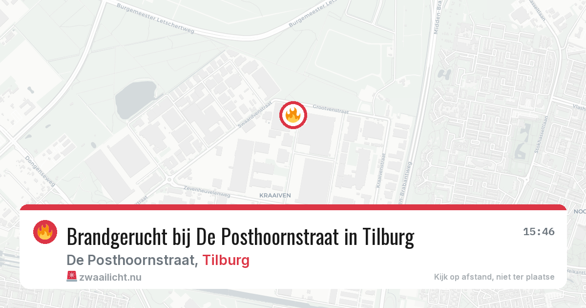 Brandgerucht bij De Posthoornstraat in Tilburg — 26 mei 2026