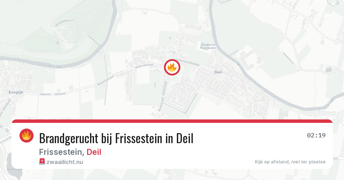 Brandgerucht bij Frissestein in Deil — 27 mrt 2026