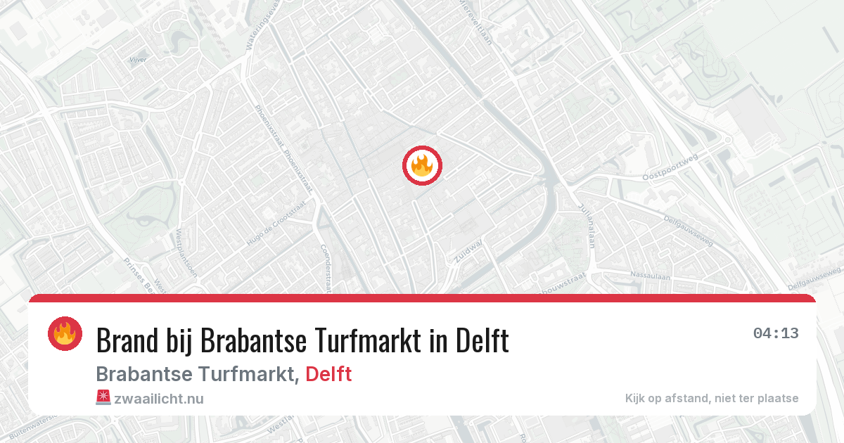 Brand bij Brabantse Turfmarkt in Delft — 29 mei 2026
