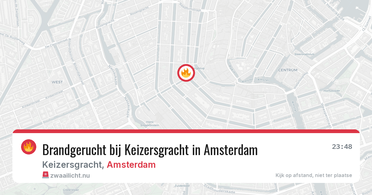 Brandgerucht bij Keizersgracht in Amsterdam — 5 jun 2026