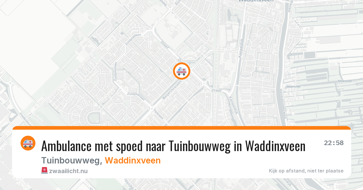 Ambulance met spoed naar Tuinbouwweg in Waddinxveen — 14 mrt 2026