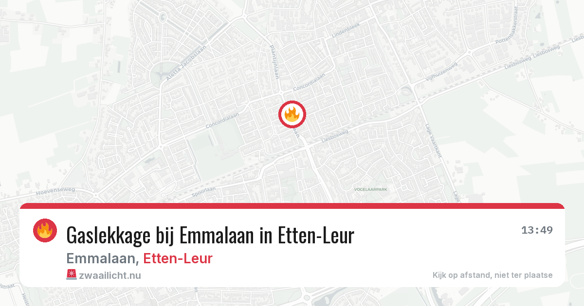 Gaslekkage bij Emmalaan in Etten-Leur — 25 mrt 2026
