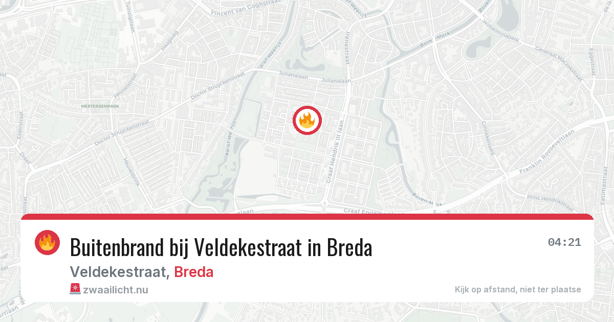 Buitenbrand bij Veldekestraat in Breda — 23 apr 2026