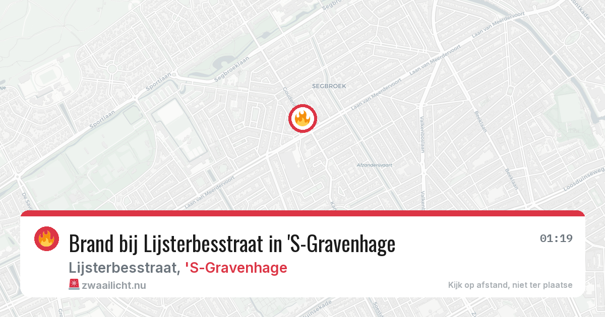 Brand bij Lijsterbesstraat in 'S-Gravenhage — 19 jul 2026