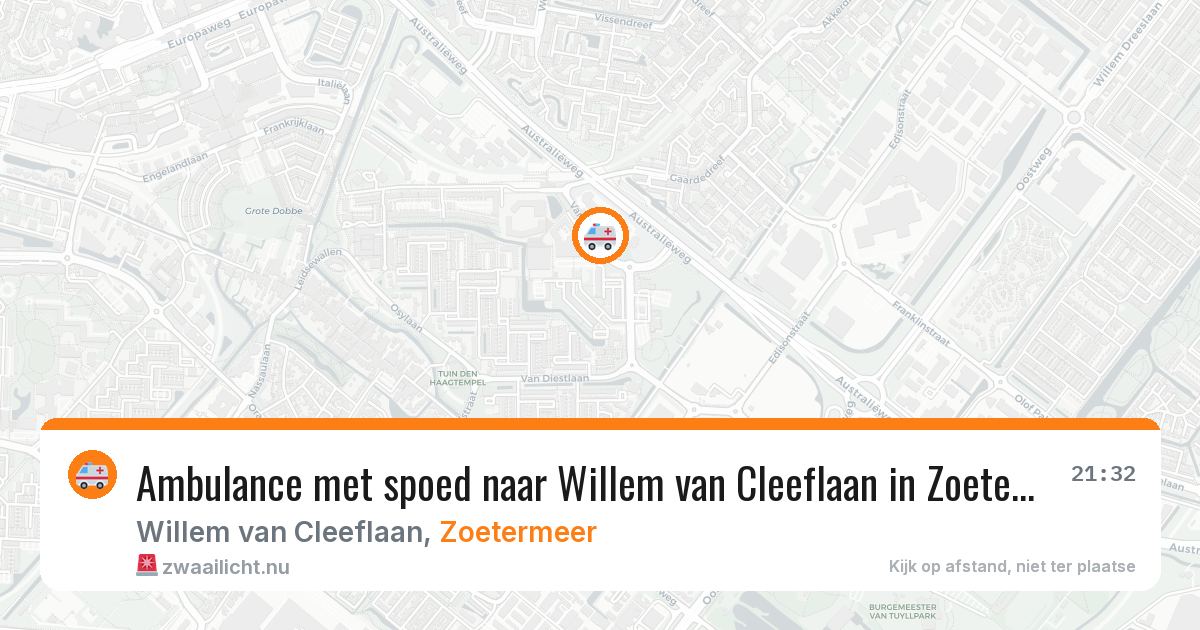 Ambulance met spoed naar Willem van Cleeflaan in Zoetermeer — 24 jul 2026