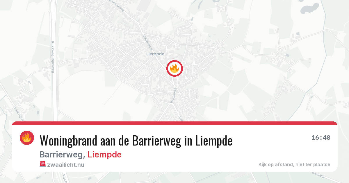 Woningbrand aan de Barrierweg in Liempde — 16 feb 2026