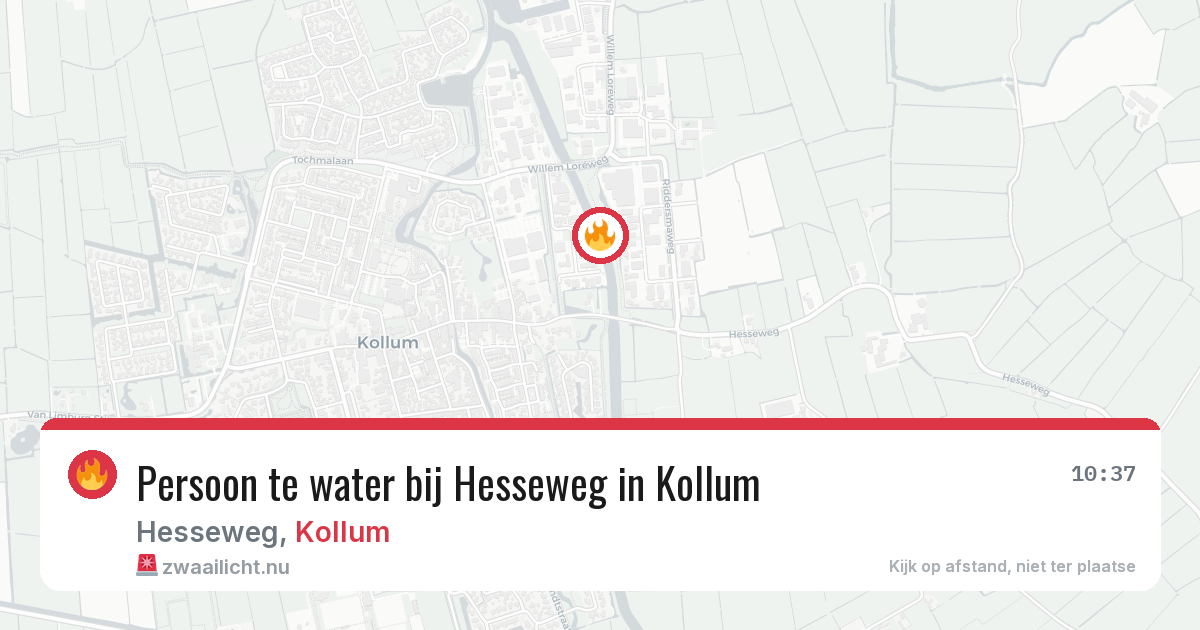 Persoon te water bij Hesseweg in Kollum — 16 feb 2026