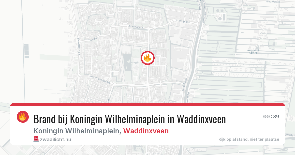 Brand bij Koningin Wilhelminaplein in Waddinxveen — 21 apr 2026