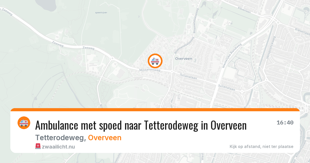 Ambulance met spoed naar Tetterodeweg in Overveen — 17 jul 2026
