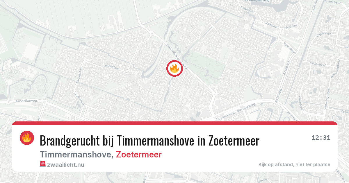 Brandgerucht bij Timmermanshove in Zoetermeer — 1 jun 2026