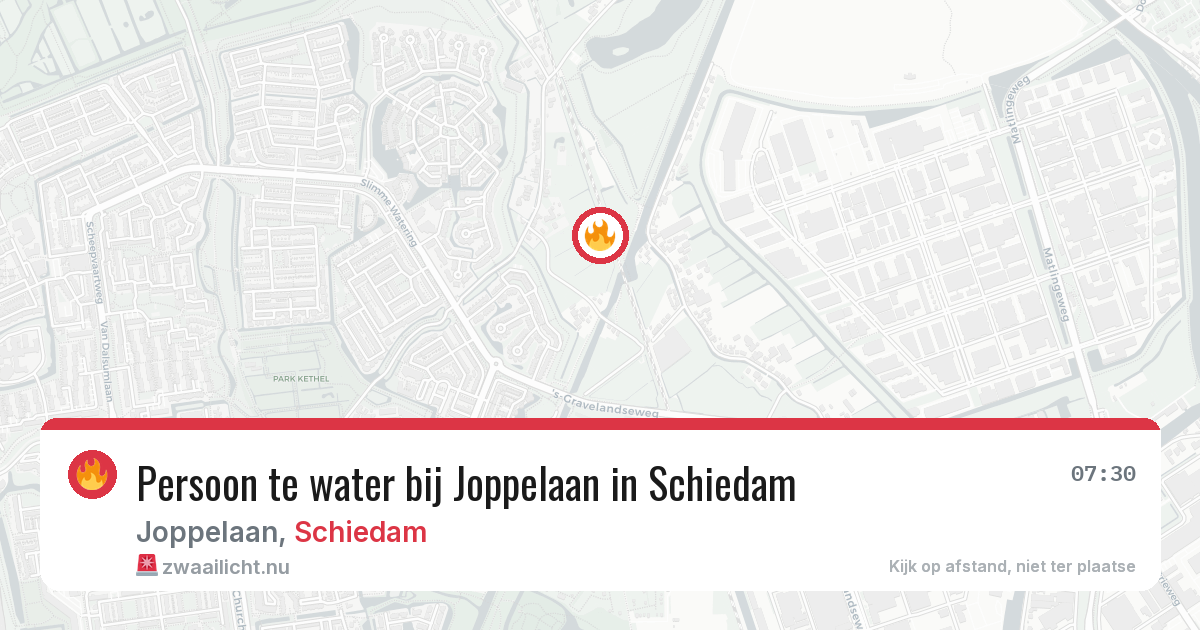 Persoon te water bij Joppelaan in Schiedam — 17 jul 2026