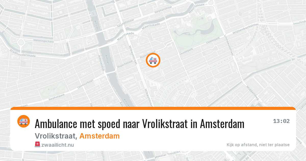 Ambulance met spoed naar Vrolikstraat in Amsterdam — 23 mei 2026