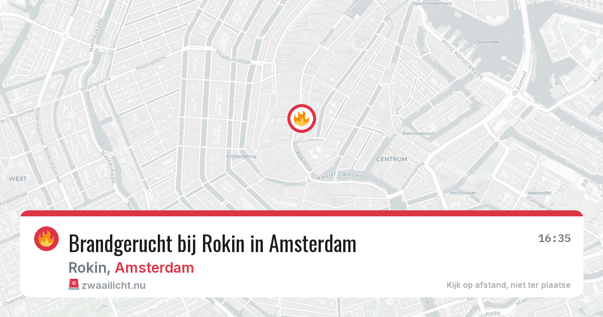 Brandgerucht bij Rokin in Amsterdam — 10 jul 2026