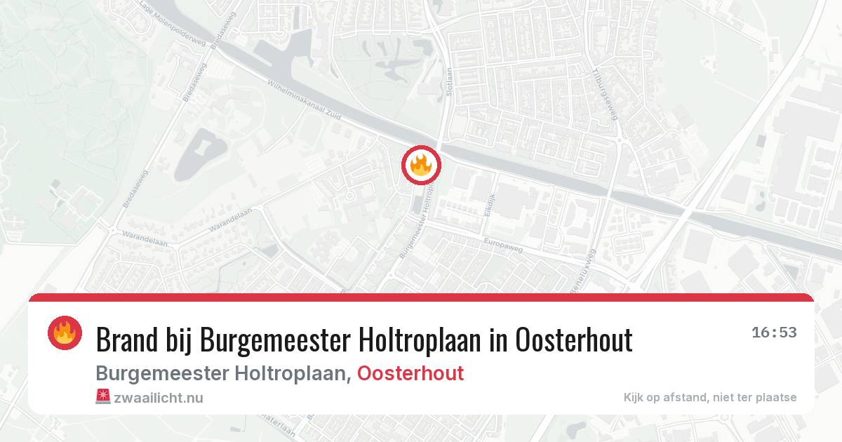 Brand bij Burgemeester Holtroplaan in Oosterhout — 11 jul 2026