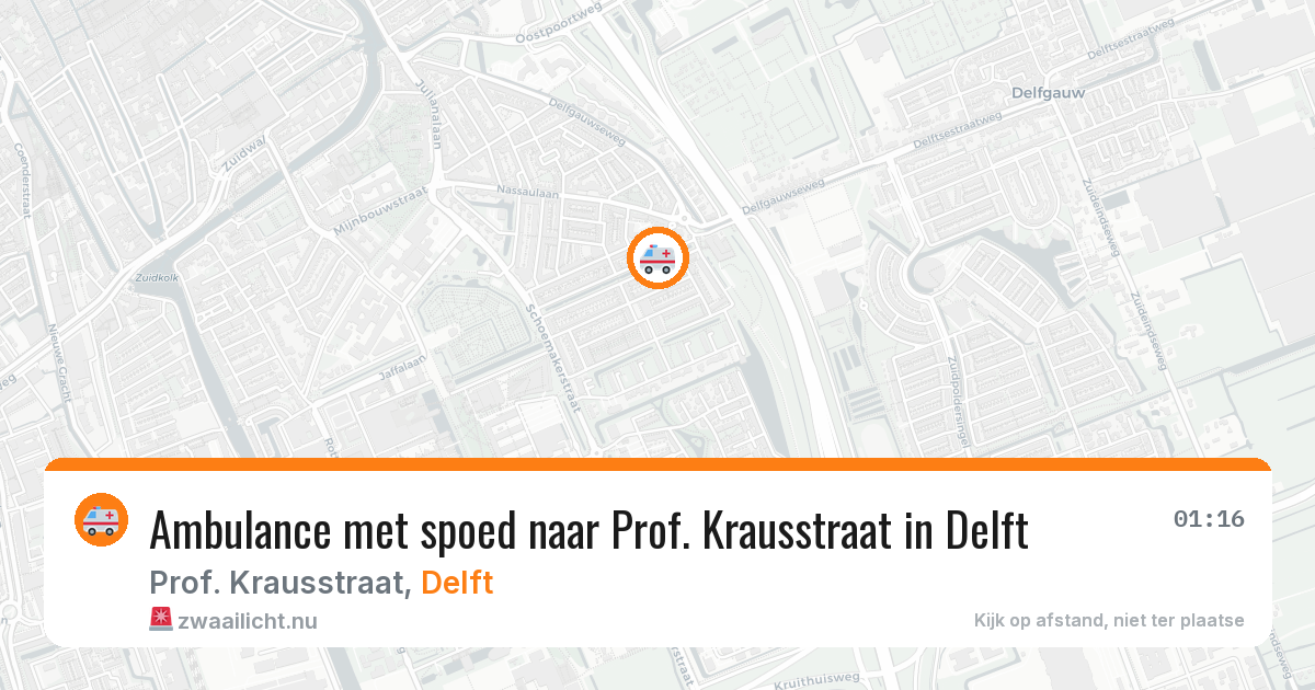 Ambulance met spoed naar Prof. Krausstraat in Delft — 15 apr 2026