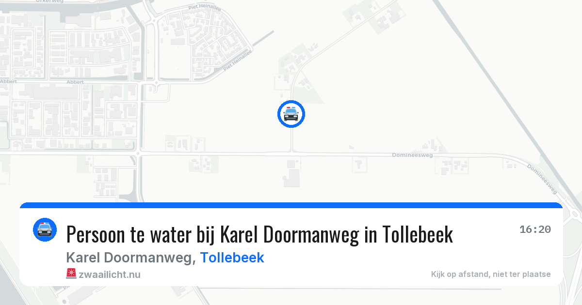 Persoon te water bij Karel Doormanweg in Tollebeek — 8 feb 2026