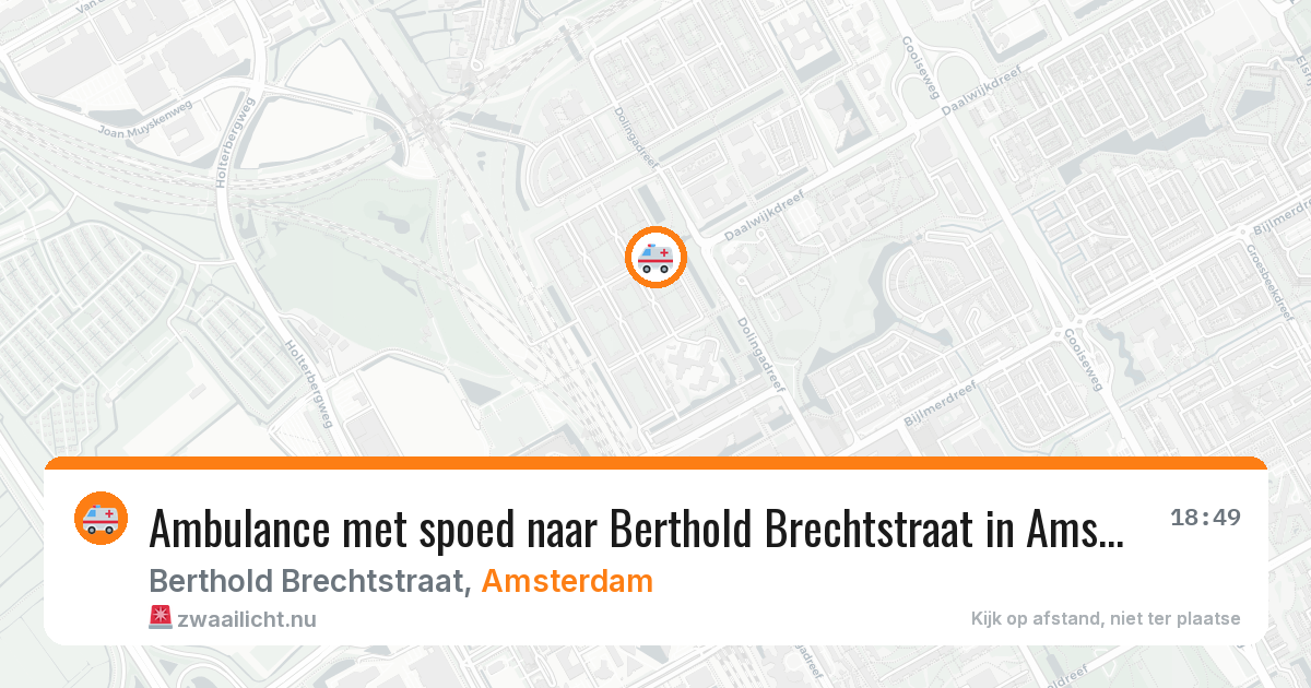 Ambulance met spoed naar Berthold Brechtstraat in Amsterdam — 27 mrt 2026