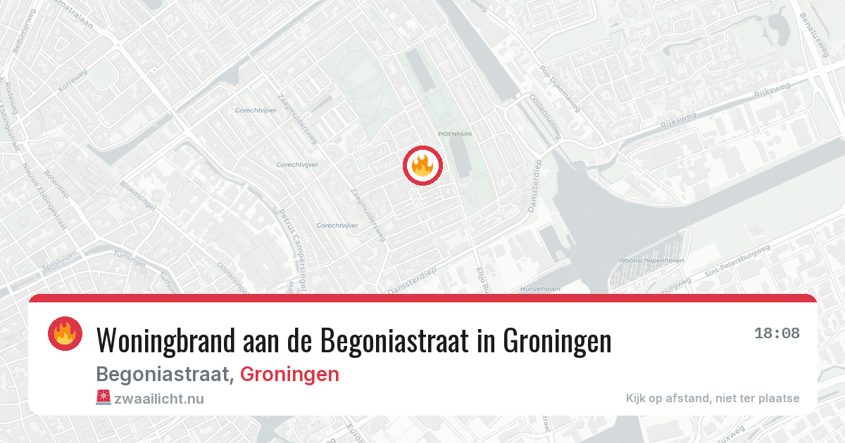 Woningbrand aan de Begoniastraat in Groningen — 29 jun 2026