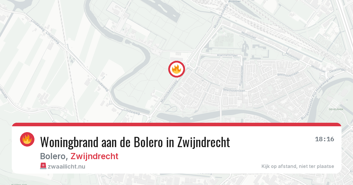 Woningbrand aan de Bolero in Zwijndrecht — 16 mei 2026